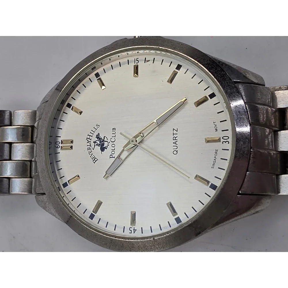 Beverly Hills Polo Club Mens Silver Tone Quartz Watch 53496 101 SR626SW‎